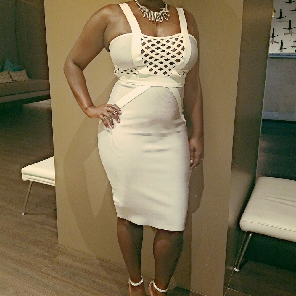 Missguided Brand White & Silver/Light Grey Bandage Dress.
US Size: 8